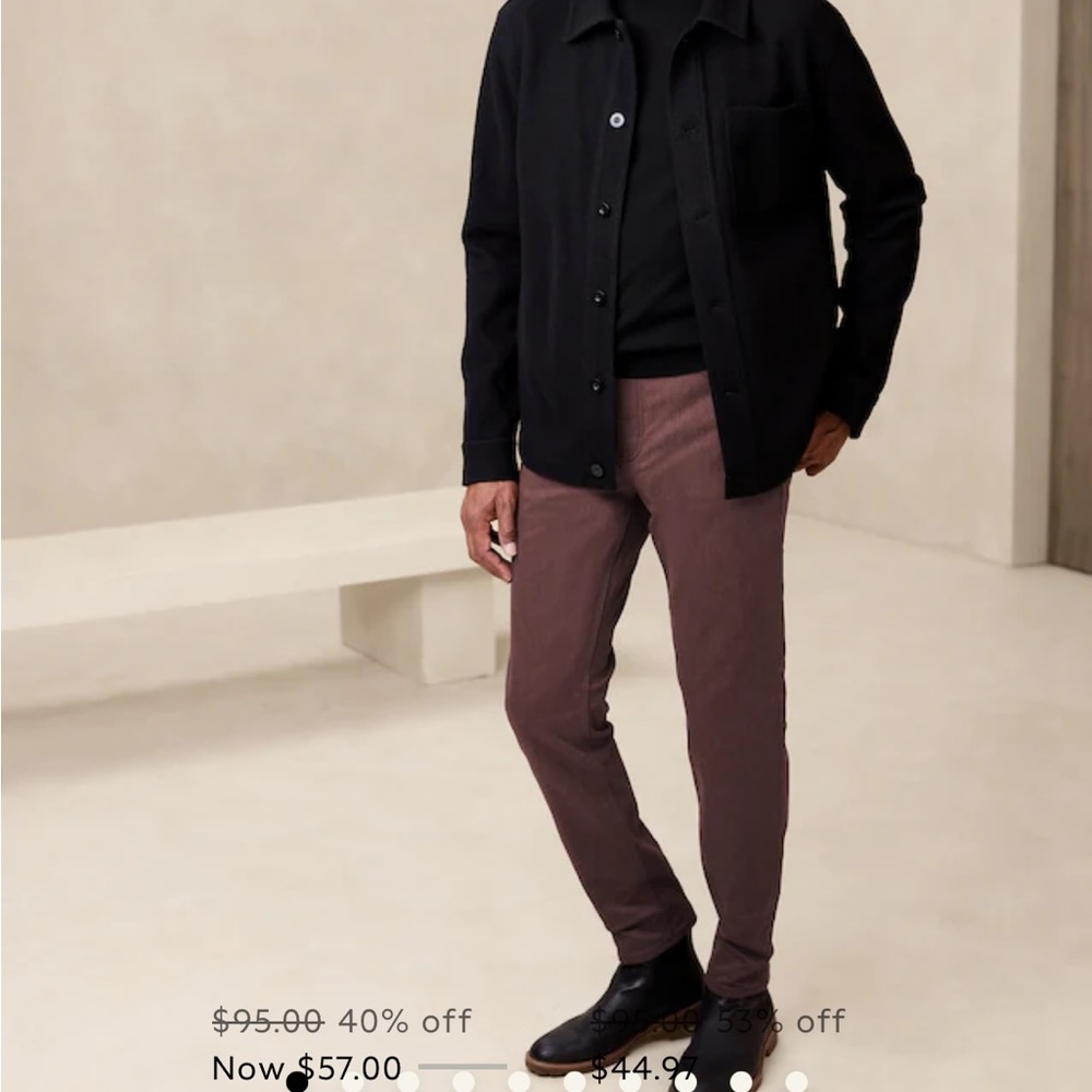 Banana Republic Slim Travel Pants-Burgundy 32W 34L - Picture 3 of 5